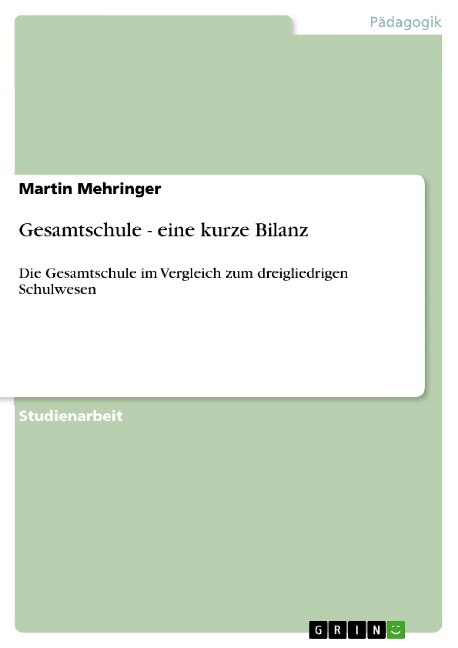 Gesamtschule - eine kurze Bilanz - Martin Mehringer