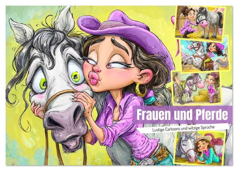 Frauen und Pferde. Lustige Cartoons und witzige Sprüche (Tischkalender 2026 DIN A5 quer), CALVENDO Monatskalender - Rose Hurley