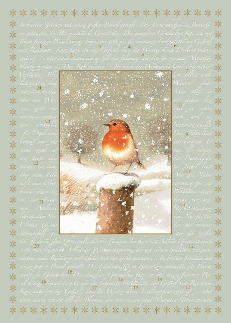 A4-Wand-Adventskalender - Marjoleins Rotkehlchen -  A4-Wand-Adventskalender - Marjoleins Rotkehlchen -