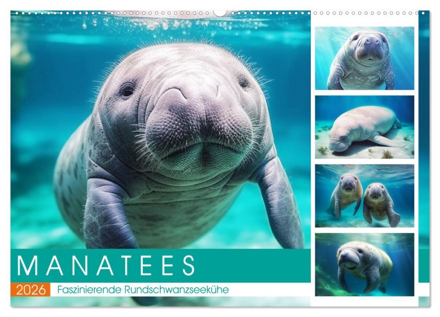 Manatees. Faszinierende Rundschwanzseekühe (Wandkalender 2026 DIN A2 quer), CALVENDO Monatskalender - Rose Hurley