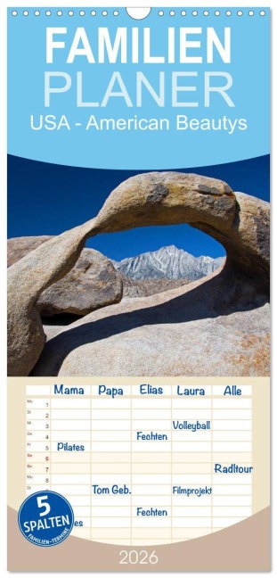 Familienplaner 2026 - USA - American Beautys mit 5 Spalten (Wandkalender, 21 x 45 cm) CALVENDO - C. J. Cibella