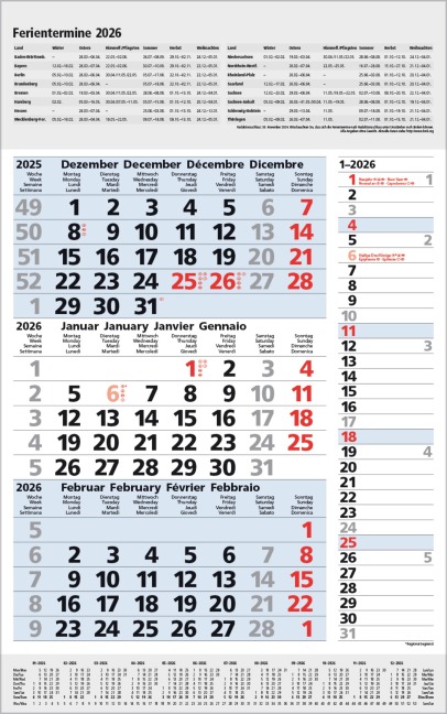 3-Monats-Planer Combi Blau 2026 - 