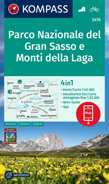 KOMPASS Wanderkarte 2476 Parco Nazionale del Gran Sasso e Monti della Laga 1:50.000 - 