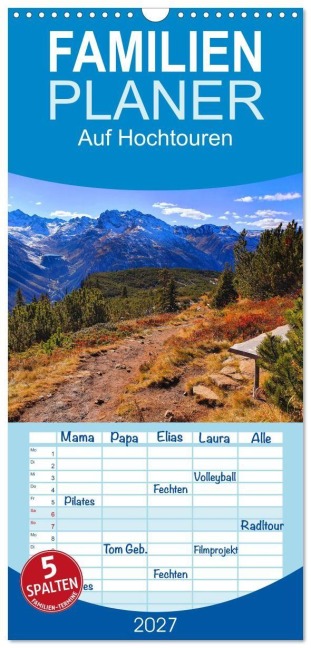 Familienplaner 2027 - Auf Hochtouren mit 5 Spalten (Wandkalender, 21 x 45 cm) CALVENDO - Inis Journeys
