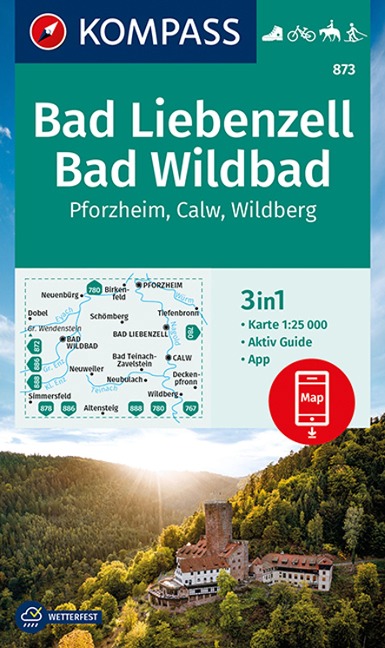 KOMPASS Wanderkarte 873 Bad Liebenzell, Bad Wildbad 1:25.000 - 