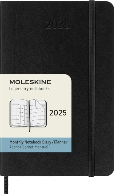 Moleskine 12 Monate Monatsnotizkalender 2025, P/A6, Weicher Einband, Schwarz - 