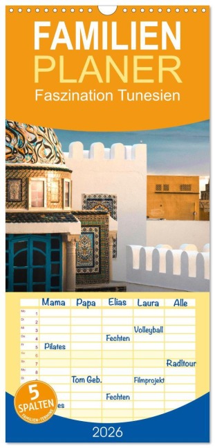 Familienplaner 2026 - Faszination Tunesien mit 5 Spalten (Wandkalender, 21 x 45 cm) CALVENDO - Happy Monkey