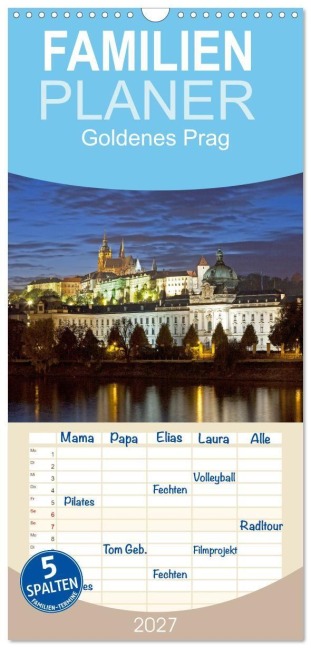 Familienplaner 2027 - Goldenes Prag mit 5 Spalten (Wandkalender, 21 x 45 cm) CALVENDO - Siegfried Kuttig
