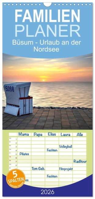 Familienplaner 2026 - Büsum - Urlaub an der Nordsee mit 5 Spalten (Wandkalender, 21 x 45 cm) CALVENDO - Katja Xenikis