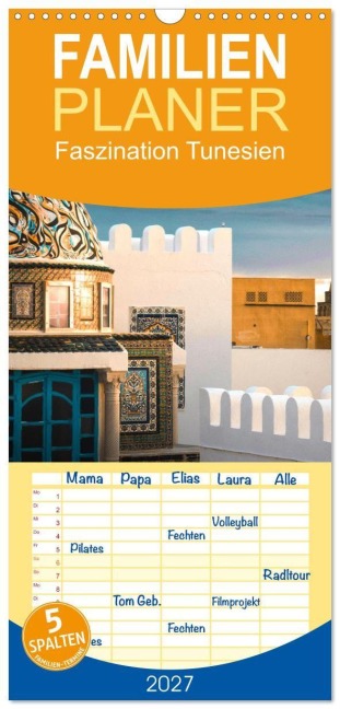 Familienplaner 2027 - Faszination Tunesien mit 5 Spalten (Wandkalender, 21 x 45 cm) CALVENDO - Happy Monkey