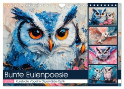 Cover-Bild zum Titel 'Bunte Eulenpoesie. Kunstvolle Vögel in Ölgemälde-Optik (Wandkalender 2026 DIN A4 quer), CALVENDO Monatskalender' von 'Rose Hurley'