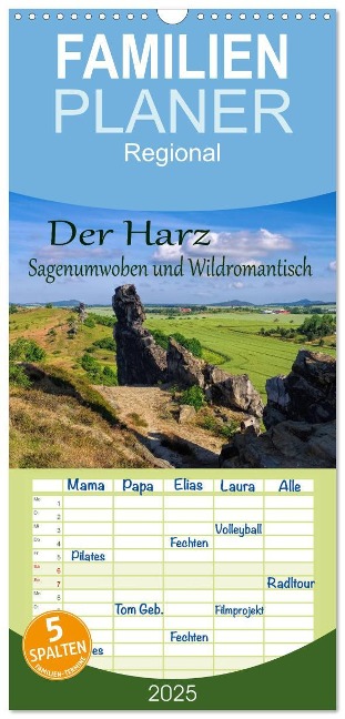 Familienplaner 2025 - Der Harz - Sagenumwoben und Wildromantisch mit 5 Spalten (Wandkalender, 21 x 45 cm) CALVENDO - LianeM LianeM