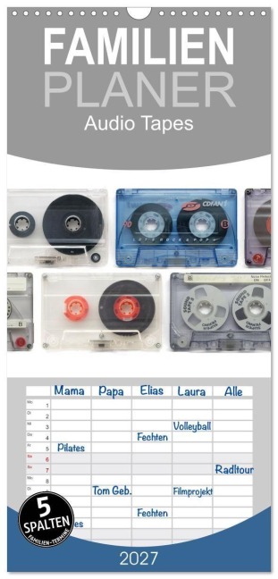 Familienplaner 2027 - Audio Tapes mit 5 Spalten (Wandkalender, 21 x 45 cm) CALVENDO - Oliver Gelbrich