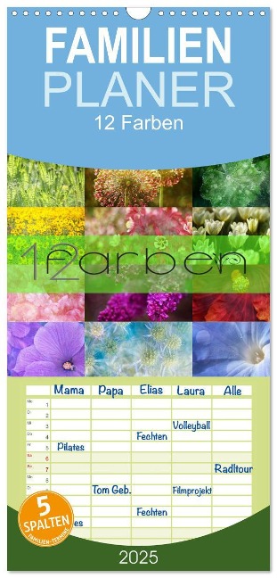 Familienplaner 2025 - 12 Farben Kunst und Küche mit 5 Spalten (Wandkalender, 21 x 45 cm) CALVENDO - Martina Cross