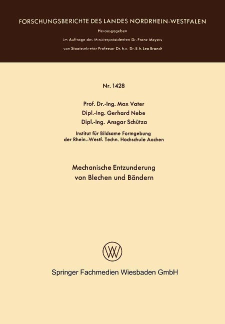 Mechanische Entzunderung von Blechen und Bändern - Max Vater