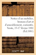 Cover-Bild zum Titel 'Notice Sommaire d'Un Mobilier Moderne, Bronzes d'Art Et d'Ameublement, Curiosités' von 'Arthur Bloche'