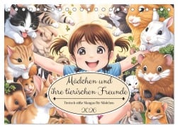 Cover-Bild zum Titel 'Mädchen und ihre tierischen Freunde - Tierisch süße Mangas für Mädchen (Tischkalender 2026 DIN A5 quer), CALVENDO Monatskalender' von 'Melissa Blohm'