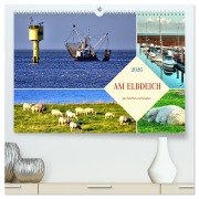 Cover-Bild zum Titel 'Am Elbdeich - Von Schiffen und Schafen (hochwertiger Premium Wandkalender 2026 DIN A2 quer), Kunstdruck in Hochglanz' von 'Henning von Löwis of Menar'