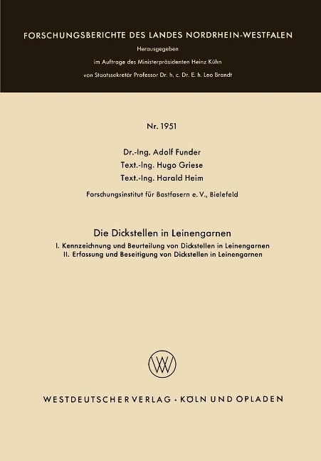 Die Dickstellen in Leinengarnen - Adolf Funder
