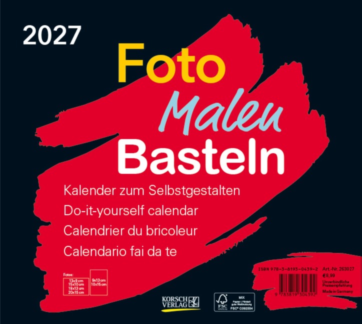 Foto-Malen-Basteln Bastelkalender quer schwarz 2027 - 