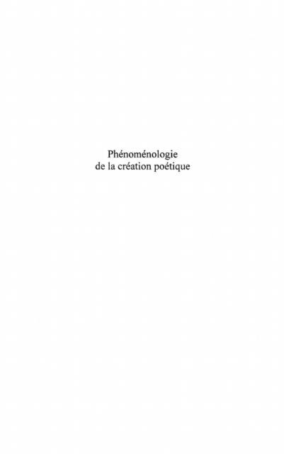 Phenomenologie de la creation poetique - Jad Hatem
