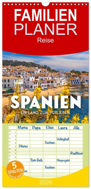 Familienplaner 2026 - Spanien - ein Land zum Verlieben. mit 5 Spalten (Wandkalender, 21 x 45 cm) CALVENDO - Sf Sf