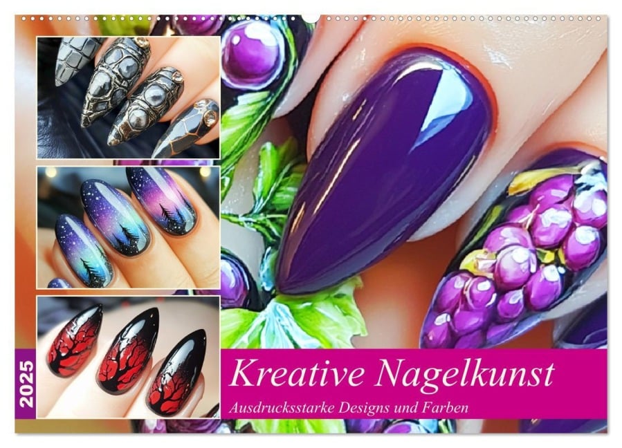 Kreative Nagelkunst. Ausdrucksstarke Designs und Farben (Wandkalender 2025 DIN A2 quer), CALVENDO Monatskalender - Rose Hurley