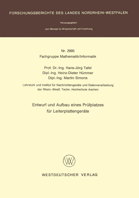 Entwurf und Aufbau eines Prüfplatzes für Leiterplattengeräte - Hans Jörg Tafel