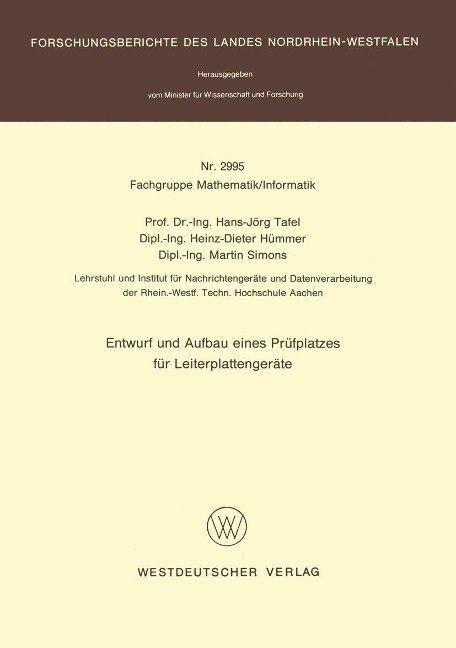 Entwurf und Aufbau eines Prüfplatzes für Leiterplattengeräte - Hans Jörg Tafel