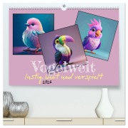 Cover-Bild zum Titel 'Vogelwelt, lustig, bunt und verspielt (hochwertiger Premium Wandkalender 2026 DIN A2 quer), Kunstdruck in Hochglanz' von 'Werner Braun'