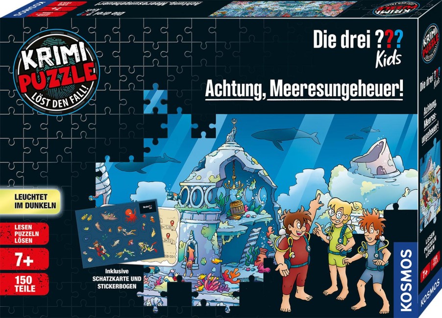 Krimi-Puzzle: Die drei ??? Kids 150 Teile - Achtung, Meeresungeheuer! - 