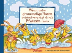 Cover-Bild zum Titel 'Wenn sieben grummelige Hasen quietschvergnügt durch Pfützen rasen' von 'Sabine Praml, Christiane Hansen'