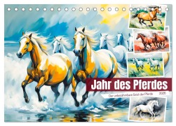 Cover-Bild zum Titel 'Jahr des Pferdes - Der unbezähmbare Geist der Pferde (Tischkalender 2026 DIN A5 quer), CALVENDO Monatskalender' von 'Anja Frost'