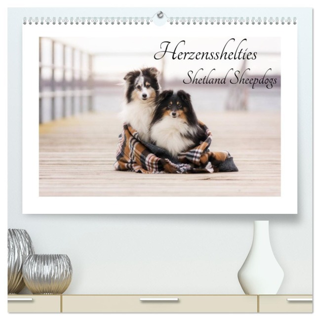 Herzensshelties - Shetland Sheepdogs (hochwertiger Premium Wandkalender 2026 DIN A2 quer), Kunstdruck in Hochglanz - Madlen Kudla