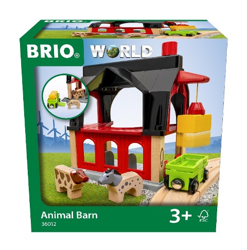 36012 BRIO Tierscheune mit Heuwaggon - Zubehör zum Zugset für Kinder ab 3 Jahren - 