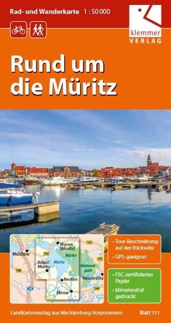 Rad- und Wanderkarte Rund um die Müritz 1 : 50 000 - 