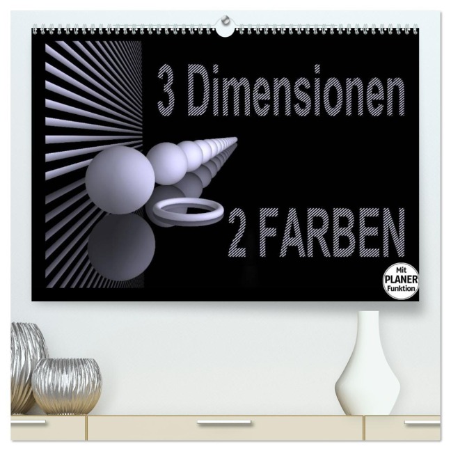 3 Dimensionen - 2 Farben (hochwertiger Premium Wandkalender 2026 DIN A2 quer), Kunstdruck in Hochglanz - IssaBild IssaBild