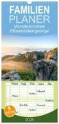 Cover-Bild zum Titel 'Familienplaner 2026 - Wunderschönes Elbsandsteingebirge mit 5 Spalten (Wandkalender, 21 x 45 cm) CALVENDO' von 'Michael Valjak'