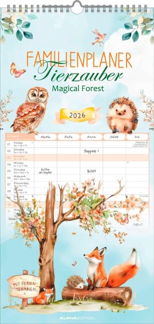 Familienplaner Tierzauber im Format 22 x 45 - 