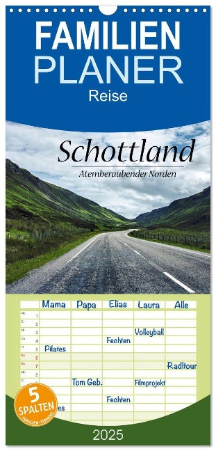 Familienplaner 2025 - Schottland, Atemberaubender Norden mit 5 Spalten (Wandkalender, 21 x 45 cm) CALVENDO - Sina Sohn