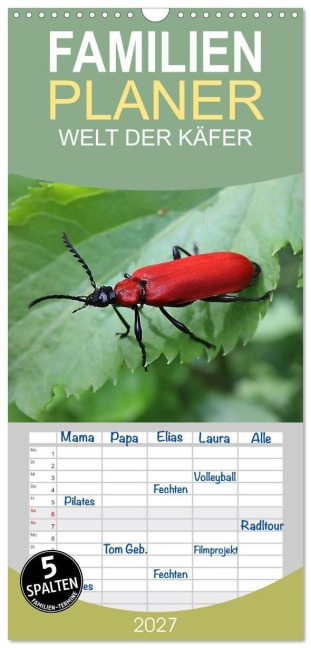 Familienplaner 2027 - WELT DER KÄFER mit 5 Spalten (Wandkalender, 21 x 45 cm) CALVENDO - Steffen Schellhorn