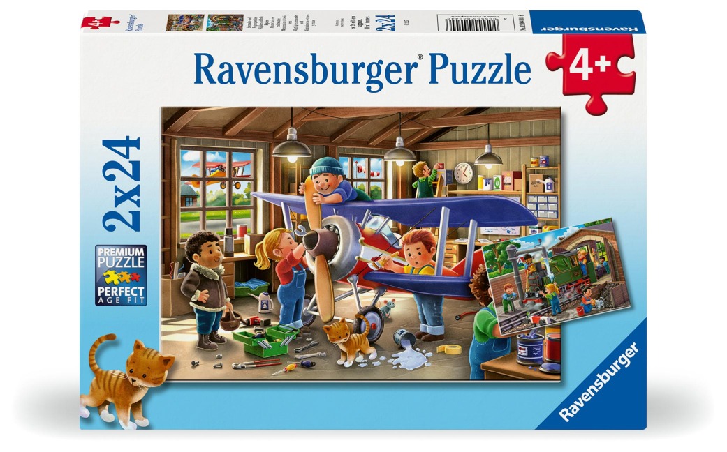 Kinderpuzzle 2x24 Teile - Eisenbahn- und Flugzeugservice - 