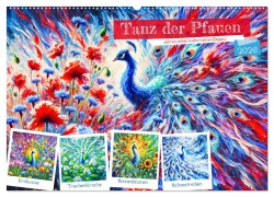 Cover-Bild zum Titel 'Tanz der Pfauen - Jahreszeiten in abstrakter Eleganz (Wandkalender 2026 DIN A2 quer), CALVENDO Monatskalender' von 'Anja Frost'