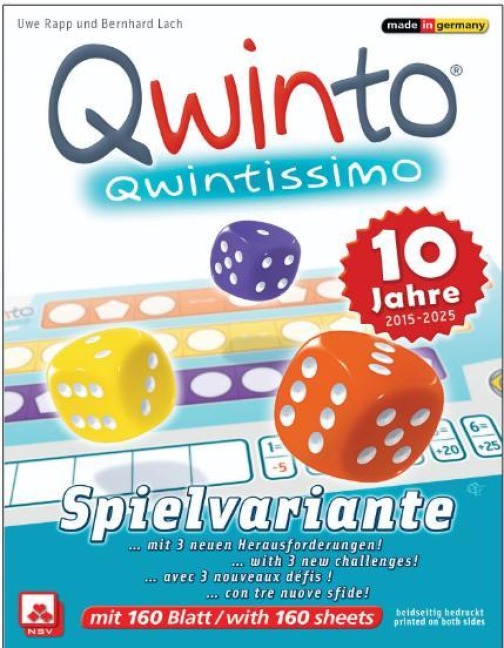 QWINTISSIMO - allererster Variantenblock für das Spiel Qwinto (ZUSATZBLÖCKE) - 