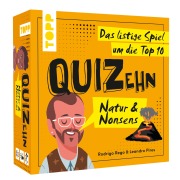Cover-Bild zum Titel 'QUIZehn - Natur & Nonsens. Das listige Spiel um die Top 10' von 'Rodrigo Rego, Leandro Pires'