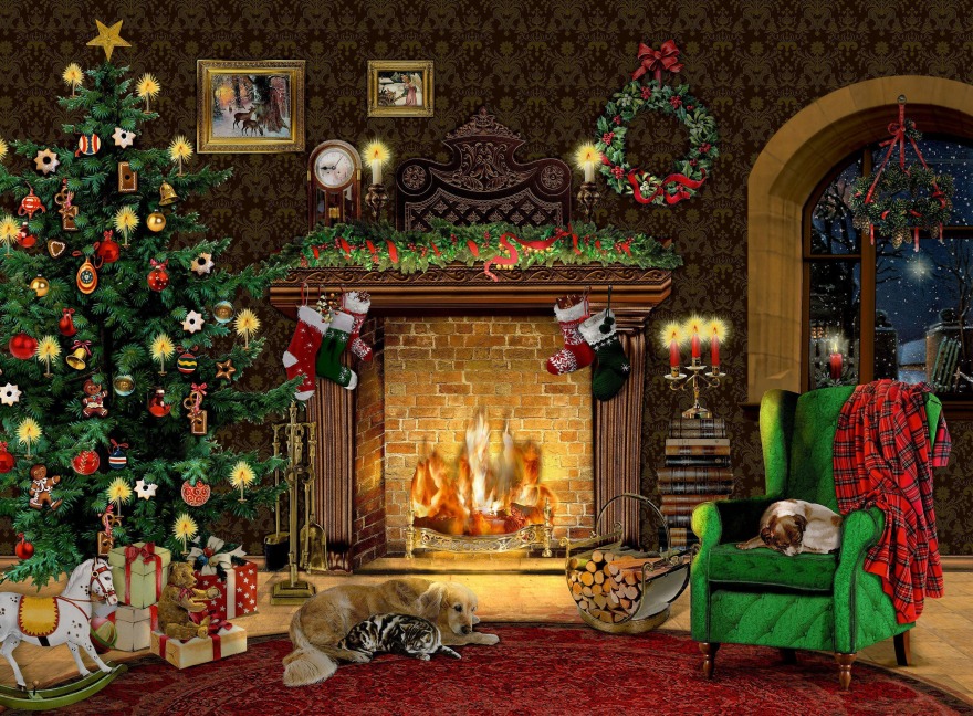 A4-Wand-Adventskalender - Kaminzimmer - 