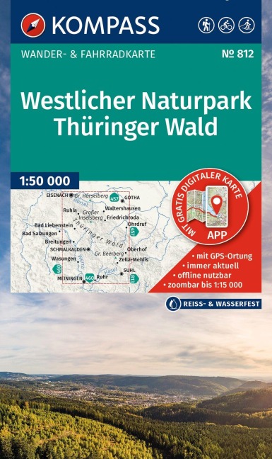 KOMPASS Wanderkarte 812 Westlicher Naturpark Thüringer Wald 1:50.000 - 