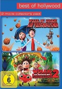 Cover-Bild zum Titel 'Wolkig mit Aussicht auf Fleischbällchen 1+2' von 'Judi Barrett, Ron Barrett, Phil Lord, Chris Miller, John Francis Daley'