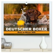 Deutscher Boxer - Boxer im Wasser 2026 (hochwertiger Premium Wandkalender 2026 DIN A2 quer), Kunstdruck in Hochglanz - Kerstin Mielke