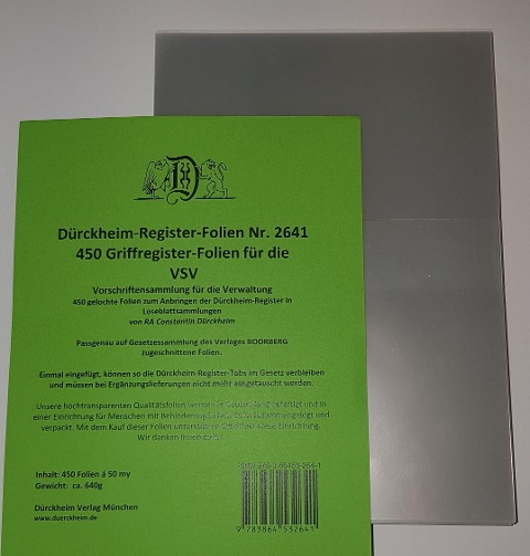450 DürckheimRegister® -FOLIEN für die VSV-Bayern - 